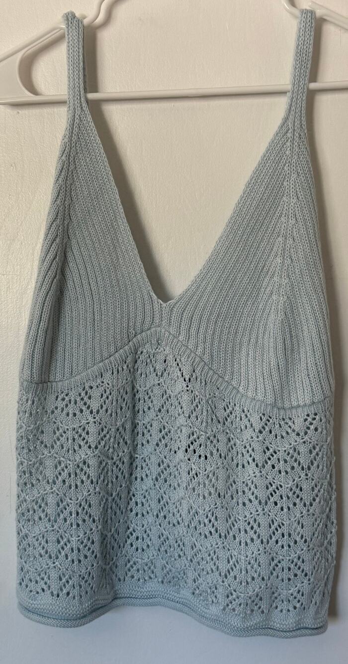 NWT Forever 21+ Light Blue Crochet Knit Camisole Tank Top 3X